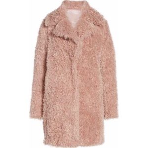 Faux Shearling Teddy Bear Coat - Light Pink